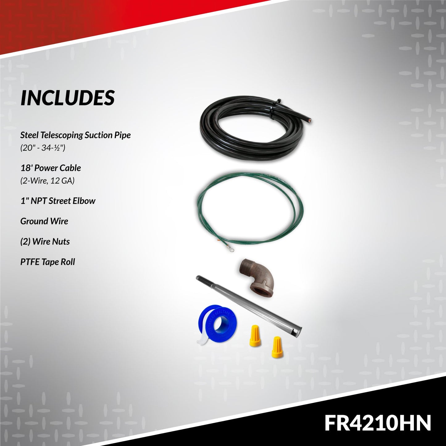 Fill-Rite FR4210HN 12V DC 20 GPM Fuel Transfer Pump wo/Meter with Suction Pipe, NO HOSE OR NOZZLE