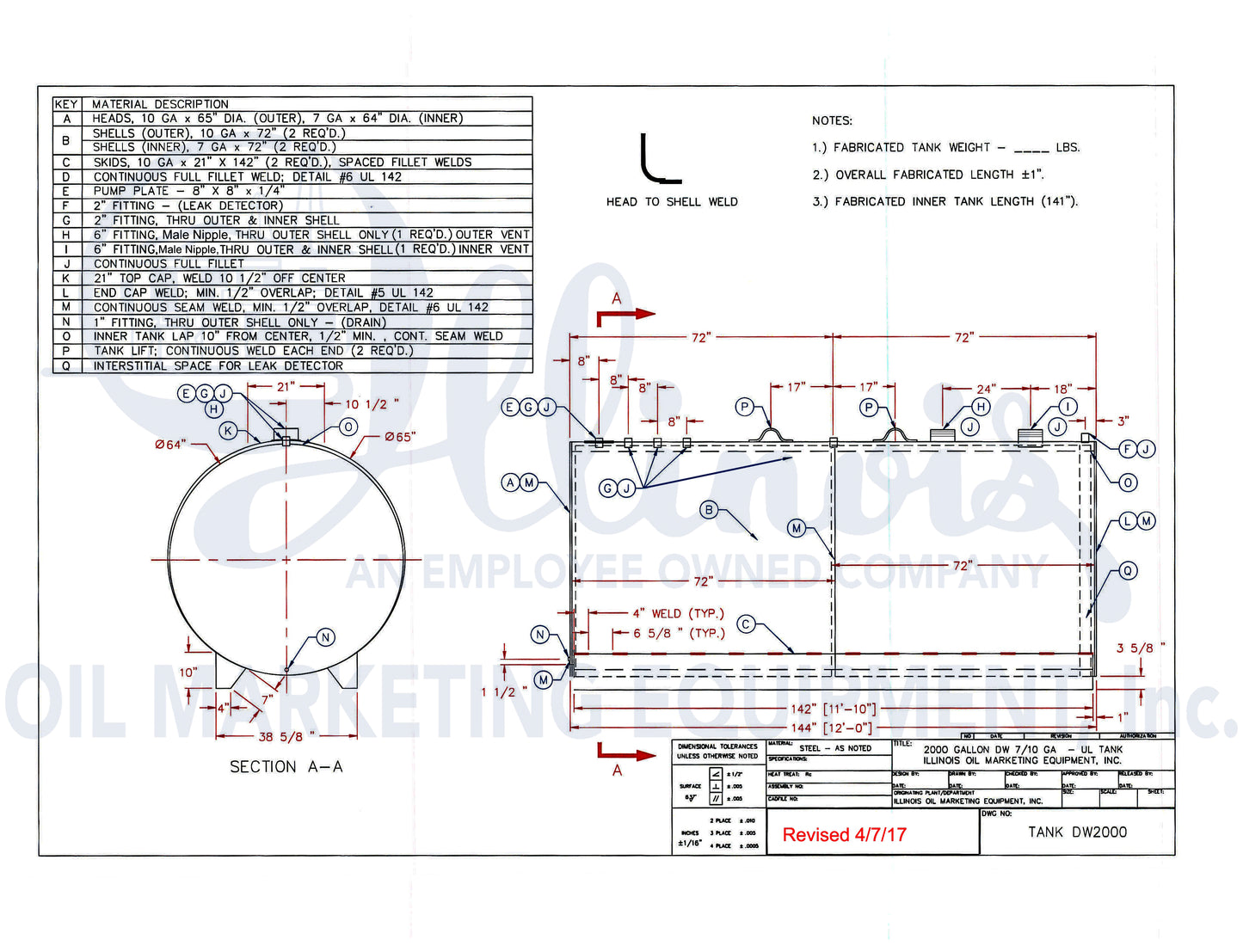 IOME 2000 Gallon 65" Double Wall AST for Fuel and Oil - Steel Painted White(UL142)