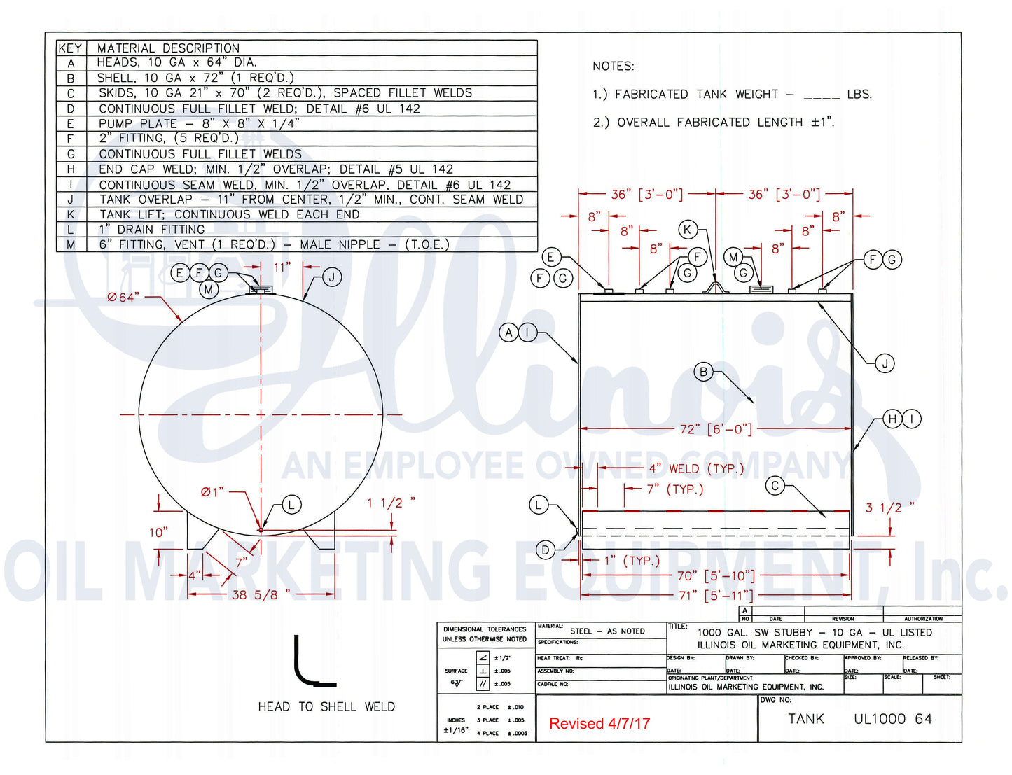 IOME 1000 Gallon 64" UL Single Wall AST for Fuel and Oil - Steel Painted White(UL142)