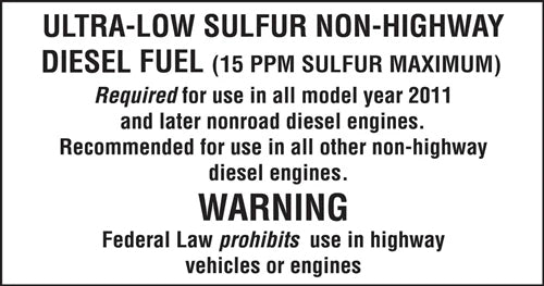 Decals For Fuel Storage Tanks - Ultra-Low Sulfur Non-Highway Diesel Fuel 5.25"Wide x 2.75"Tall