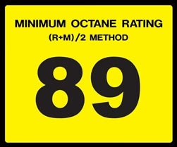 Octane Rating "89" Decal - Standard