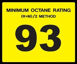 Octane Rating "93" Decal - Standard