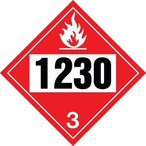 Decals For Truck - 10.75" Square Truck Placard- "1230" Methanol Class 3