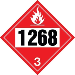 Decals For Truck - 10.75" Square Truck Placard- "1268" Petroleum Distillates Class 3