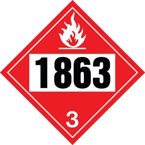 Decals For Truck - 10.75" Square Truck Placard- "1863" Aviation Fuel Class 3