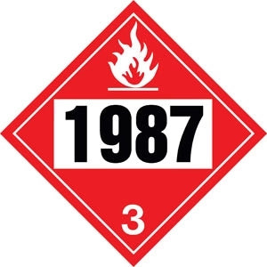 Decals For Truck - 10.75" Square Truck Placard- "1987" Denatured Alcohol Class 3