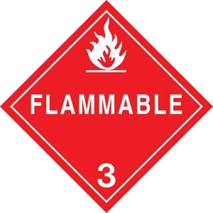 Decals For Truck - 10.75" Square Truck Placard- "Flammable" Class 3