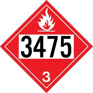 Decals For Truck - 10.75" Square Truck Placard- "3475" Class 3 Ethanol And Gasoline Mixtures