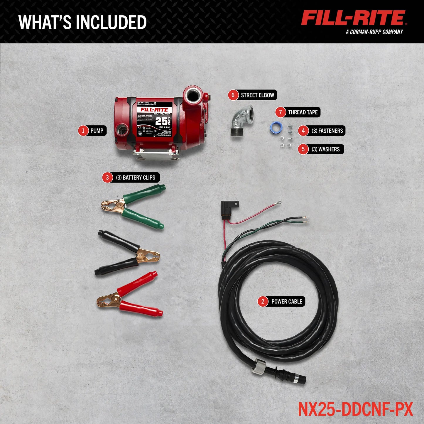Fill-Rite NX25-DDCNF-PX 12/24V DC 25 GPM Fuel Transfer Pump, Pump Only, Foot Mounted