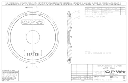 OPW FC 1-21CC Replacement Cast Iron Cover w/ Seal 1-2100