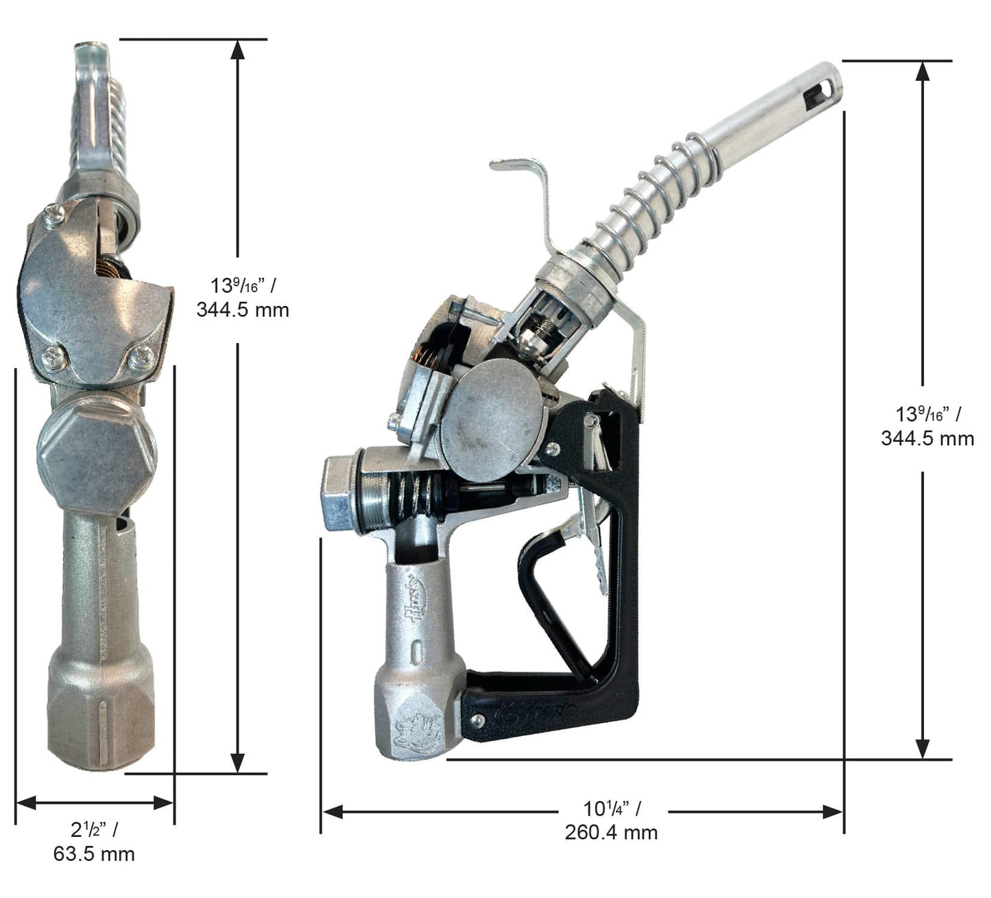Husky 1GS U Automatic 1" Gasoline Nozzle with Three Notch Hold Open Clip and Hook