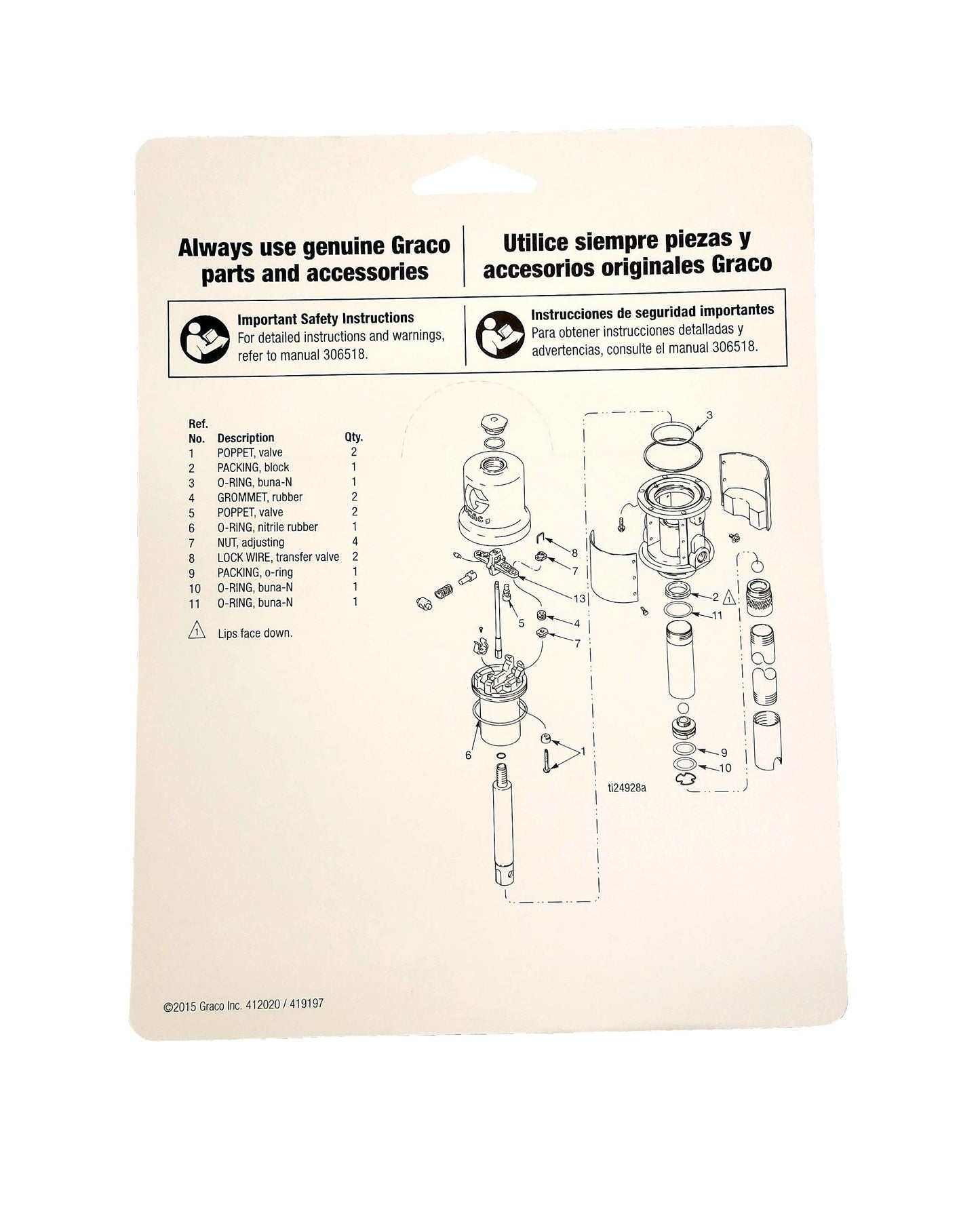 Graco 238286 Repair Kit 5:1 Ratio Fire Ball 300 Pneumatic Oil Pumps