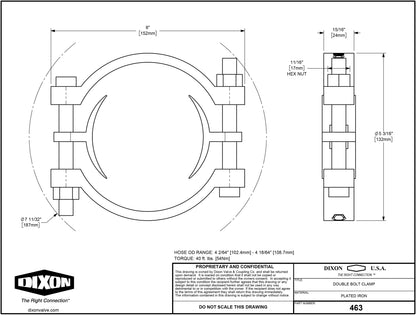 Dixon 463 2-Bolt Clamp 4-2/64" - 4-18/64"