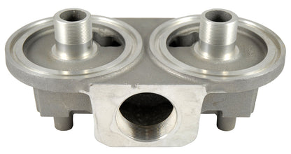 CimTek 50011/820 Dual Filter Head, Aluminum, 2" NPT In/Out, Fits (2) 800 Series 1-1/2"-16 Threaded Filters