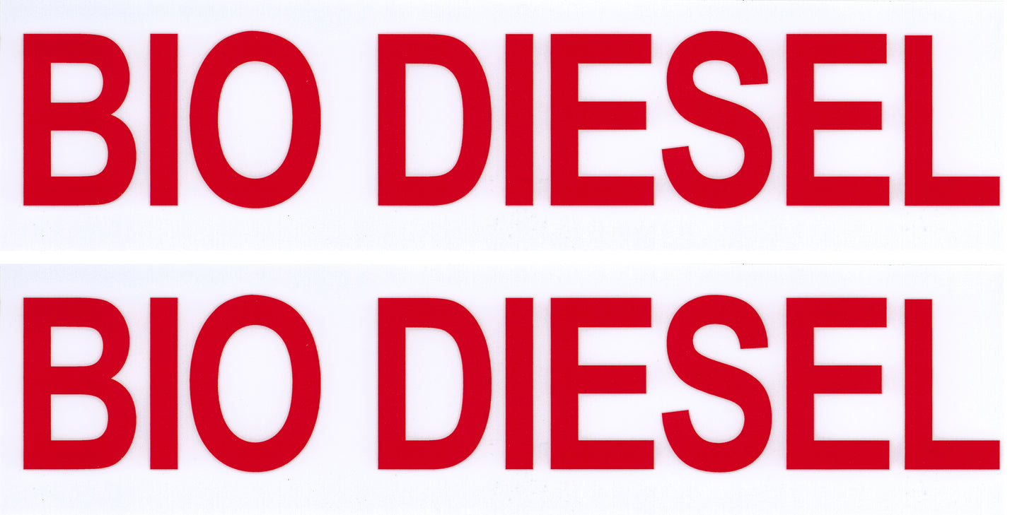 Decals For Fuel Storage Tanks - Bio Diesel 3" Tall x 12" Wide