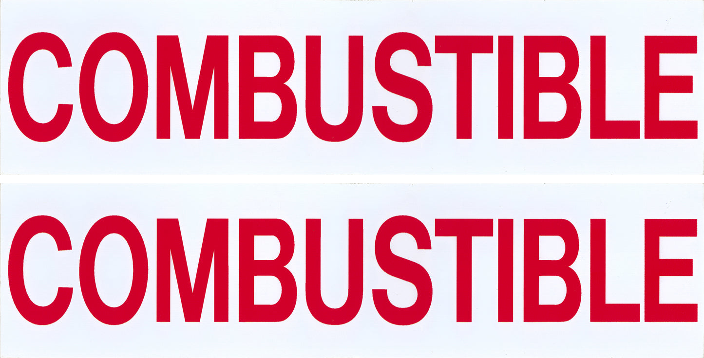 Decals For Fuel Storage Tanks - Combustible 3" Tall x 12" Wide