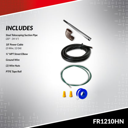 Fill-Rite FR1210HN 12V DC 15 GPM Fuel Transfer Pump wo/Meter with Suction Pipe, NO HOSE OR NOZZLE