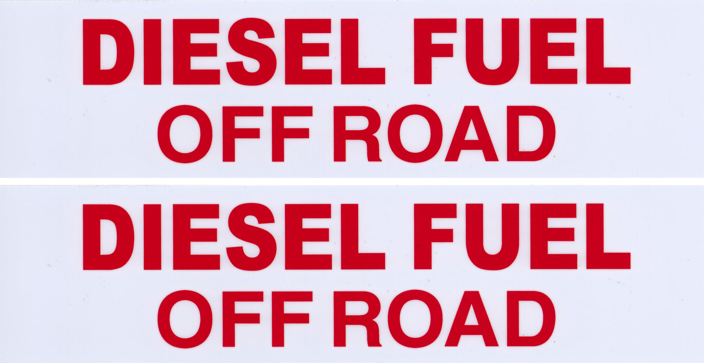 Decals For Fuel Storage Tanks - Diesel Off Road 3" Tall x 12" Wide