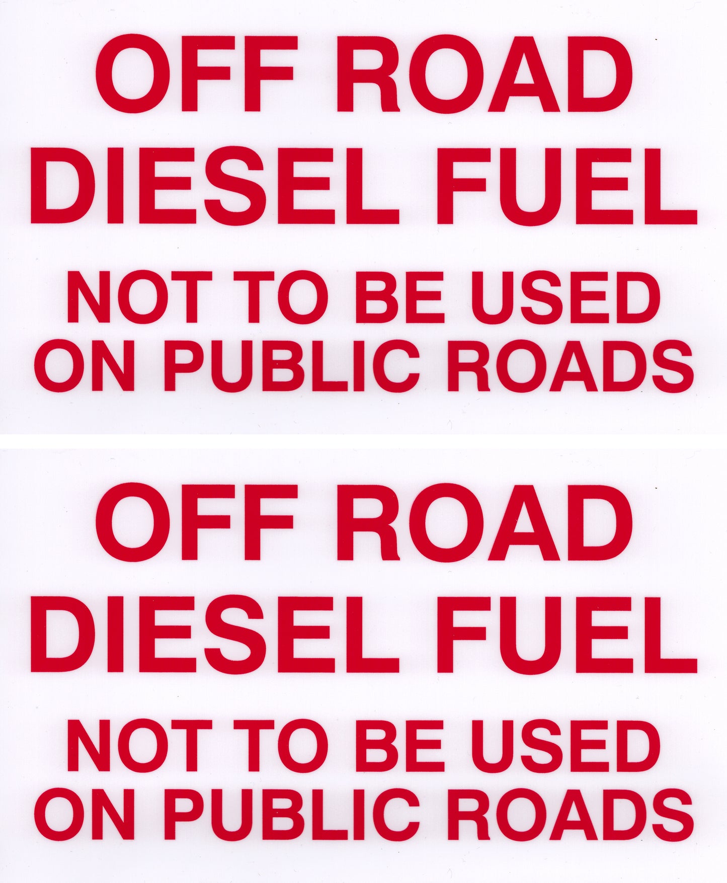Decals For Fuel Storage Tanks - Diesel Fuel Off Road 6" Tall x 10" Wide