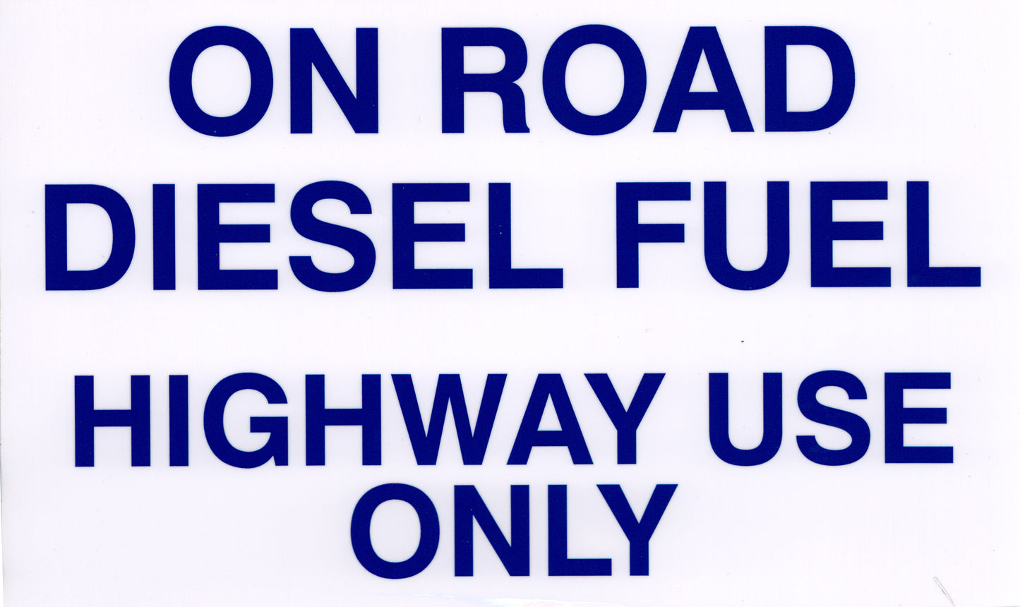 Decals For Fuel Storage Tanks - Diesel Fuel On Road 6" Tall x 10" Wide