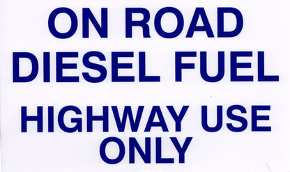 Decals For Fuel Storage Tanks - Diesel Fuel On Road 6" Tall x 10" Wide