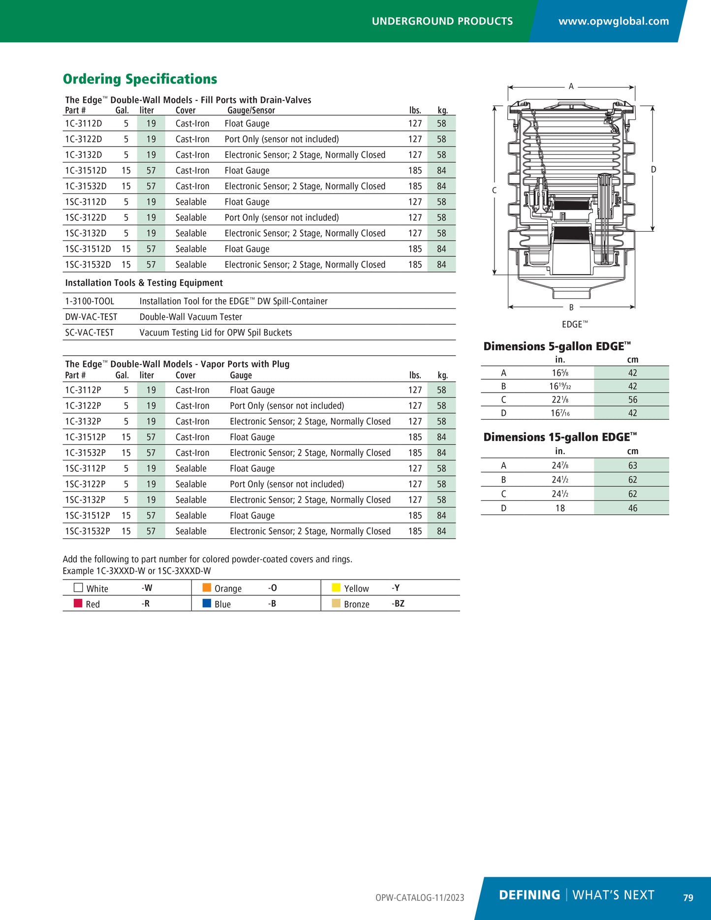 OPW FC 1SC-3112P EDGE DW Spill Container w/Plug