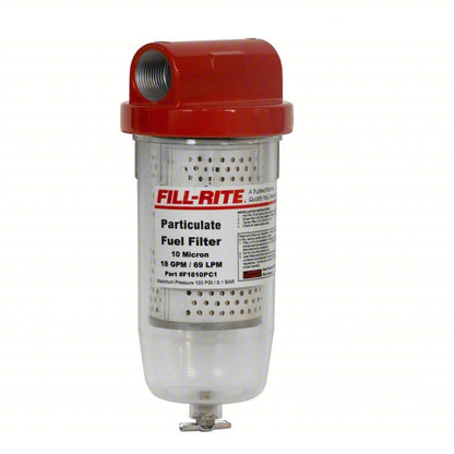 Fill-Rite F1810PC1 10 Micron Particulate Filter, 1" - 12 UNF, 18 GPM, Clear Bowl