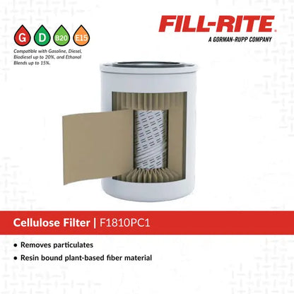 Fill-Rite F1810PC1 10 Micron Particulate Filter, 1" - 12 UNF, 18 GPM, Clear Bowl