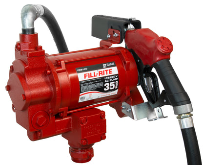 Fill-Rite FR310VB 115/230V Fuel Transfer Pump wo/Meter with 1"x18' Discharge Hose, Automatic Nozzle 30GPM