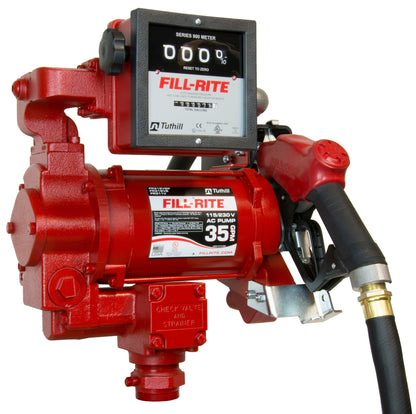 Fill-Rite FR311VB 115/230V Fuel Transfer Pump w/Meter with 1"x18' Discharge Hose, Automatic Nozzle 30GPM
