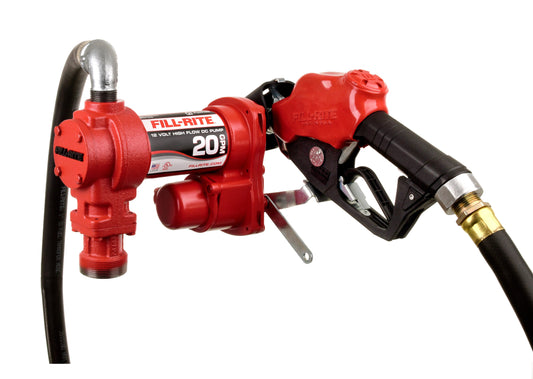 Fill-Rite FR4210HB 12V DC 20 GPM Fuel Transfer Pump wo/Meter with 1"x12' Discharge Hose, Automatic Nozzle