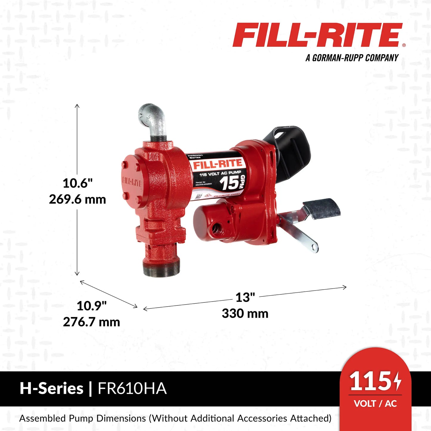 Fill-Rite FR610HA 115v AC 15 GPM Fuel Transfer Pump with Nozzle