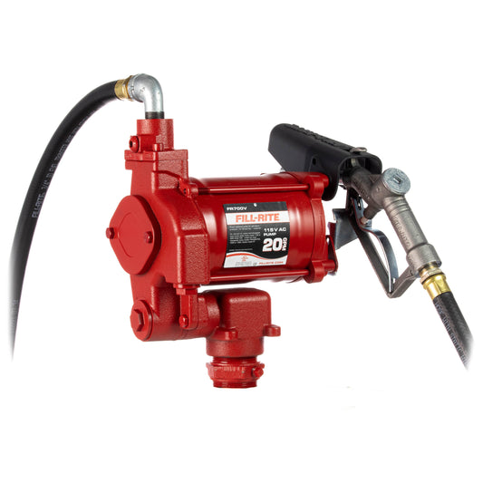Fill-Rite FR700V 115V Fuel Transfer Pump wo/Meter with 3/4"x12' Discharge Hose, Manual Nozzle 15GPM