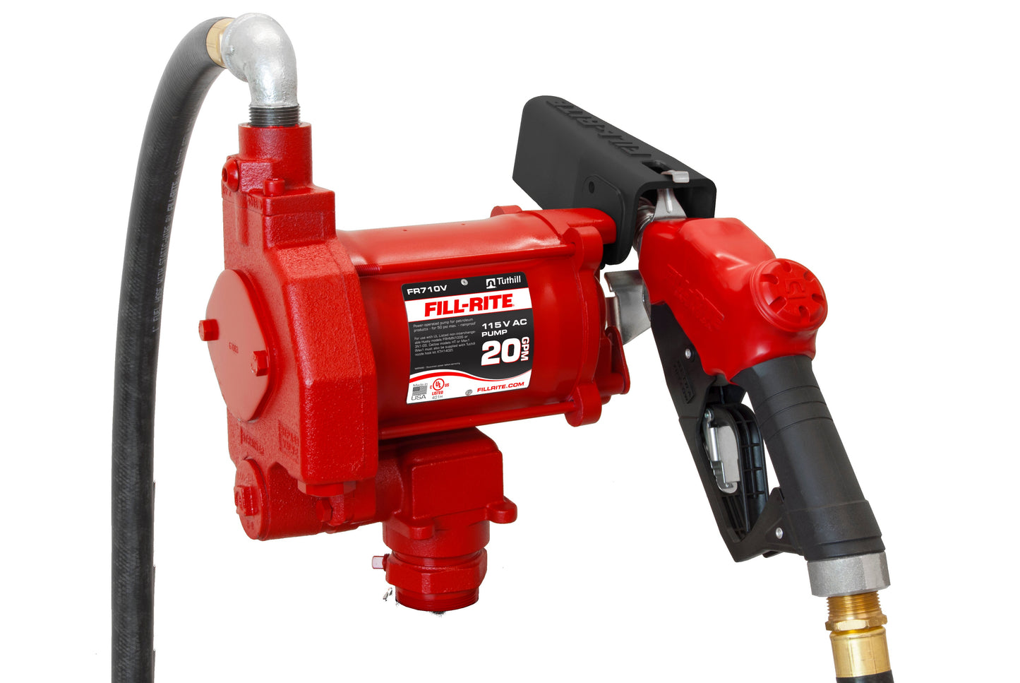 Fill-Rite FR710VB 115V Fuel Transfer Pump wo/Meter with 1"x18' Discharge Hose, Automatic Nozzle 20GPM