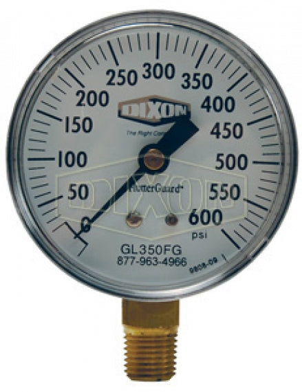 Dixon GL335FG 1/4" 0-160psi w/ Flutter Guard Dry Gauge