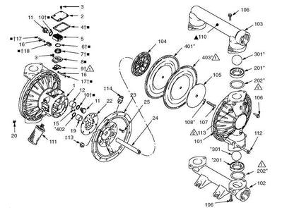 Graco D0F525 Hytrel Repair Kit 2150 2" Pump
