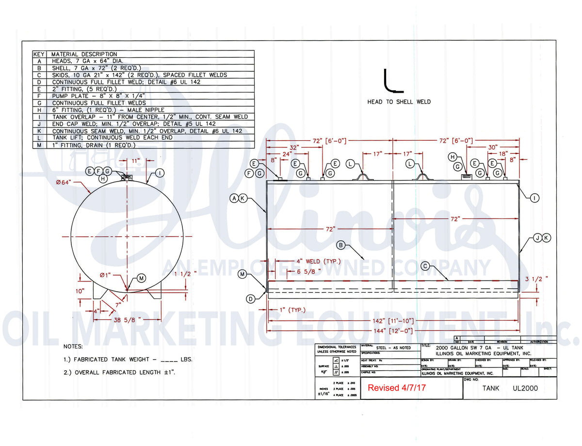 IOME 2000 Gallon 64" UL Single Wall AST for Fuel and Oil - Steel Painted White(UL142)