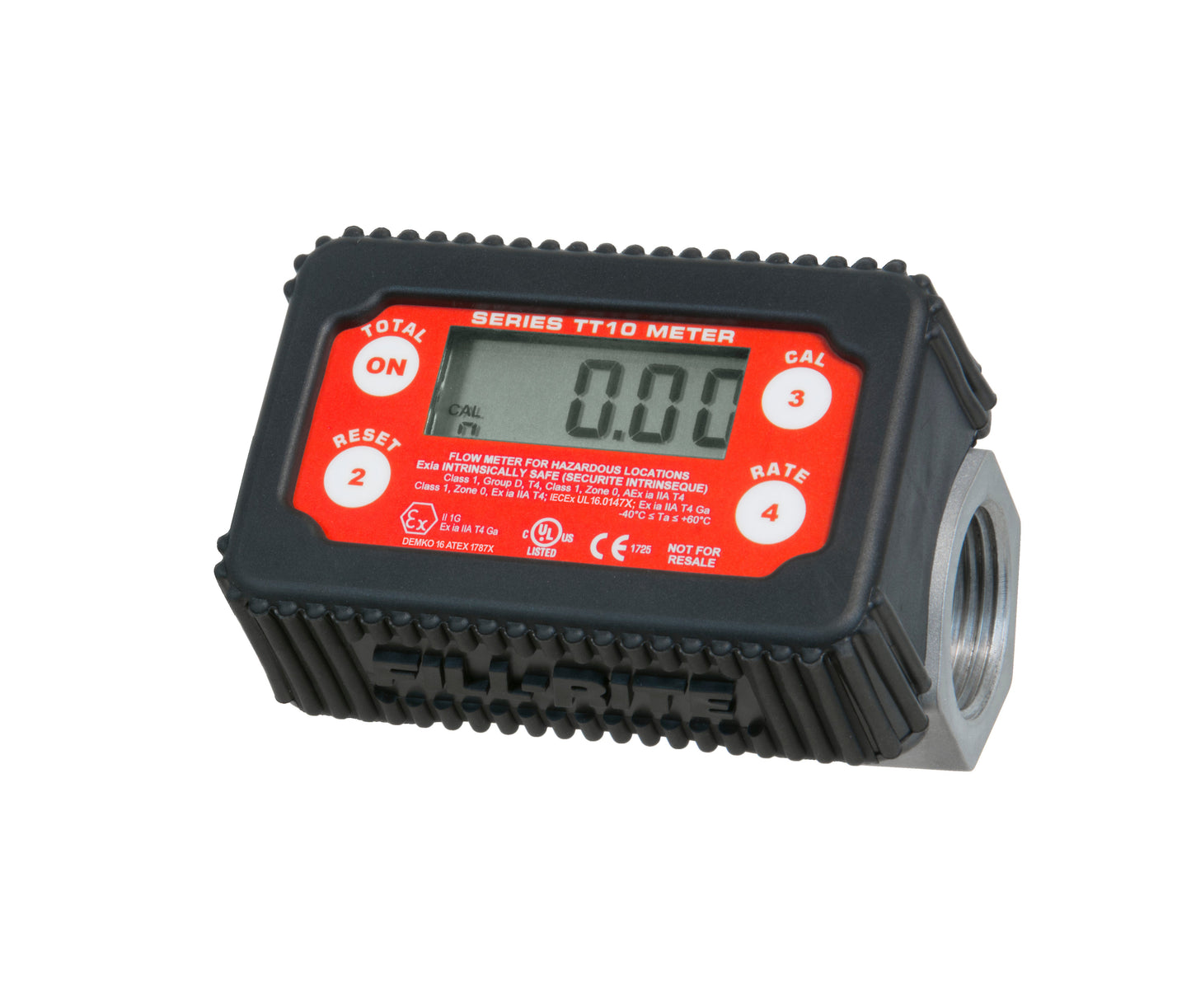 Fill-Rite TT10ANC 1" NPT, 2-35 GPM Digital In-line Turbine Bio-Fuels Meter, Nickel-plated Aluminum