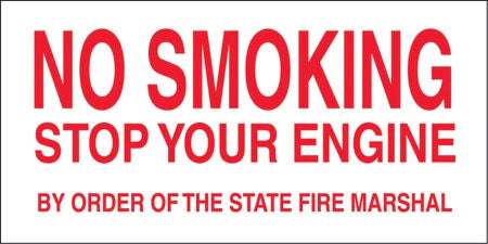 Decals For Fuel Storage Tanks - No Smoking Stop Engine Decal 9" Tall x 18" Wide