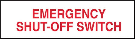 Decals For Fuel Storage Tanks - Emergency Shut Off Switch 7"Wide x 2"Tall