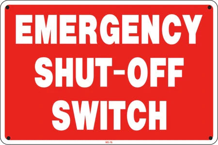 Signs For Fuel Storage Tanks - Aluminum Sign - Emergency Shut-Off Switch 12"Wide x 8"Tall