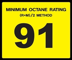 Octane Rating "91" Decal - Standard