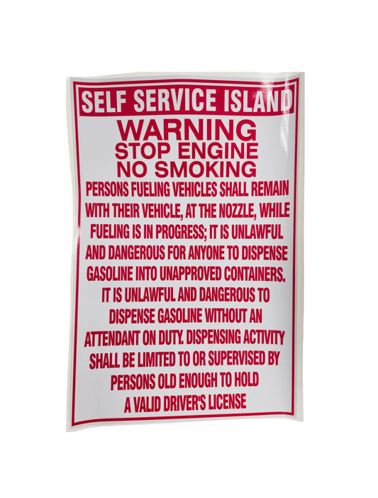 Decals For Fuel Storage Tanks - Self Serve Island 18" Tall x 12" Wide