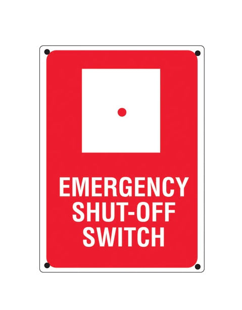 Signs For Fuel Storage Tanks - Aluminum Emergency Shut-Off Switch 14" Tall x 10" Wide