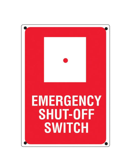 Signs For Fuel Storage Tanks - Aluminum Emergency Shut-Off Switch 14" Tall x 10" Wide