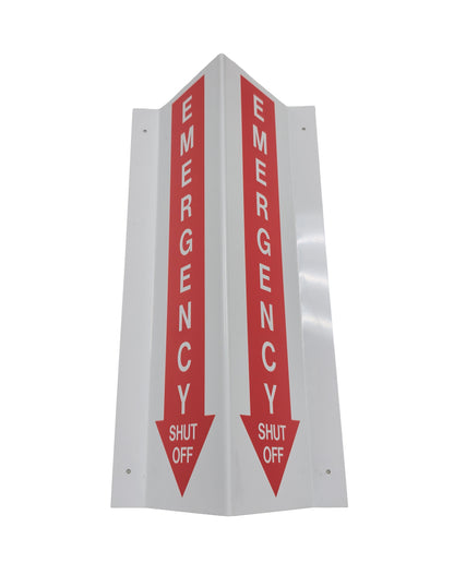 Signs For Fuel Storage Tanks - Aluminum Emergency Shut Off 14" Tall x 4" Wide