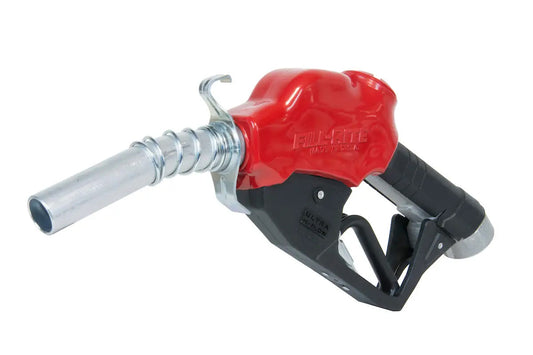 Fill-Rite N100DAU13 1" Ultra High Flow Automatic Nozzle, Red Cover, Hook, and Spring on Spout