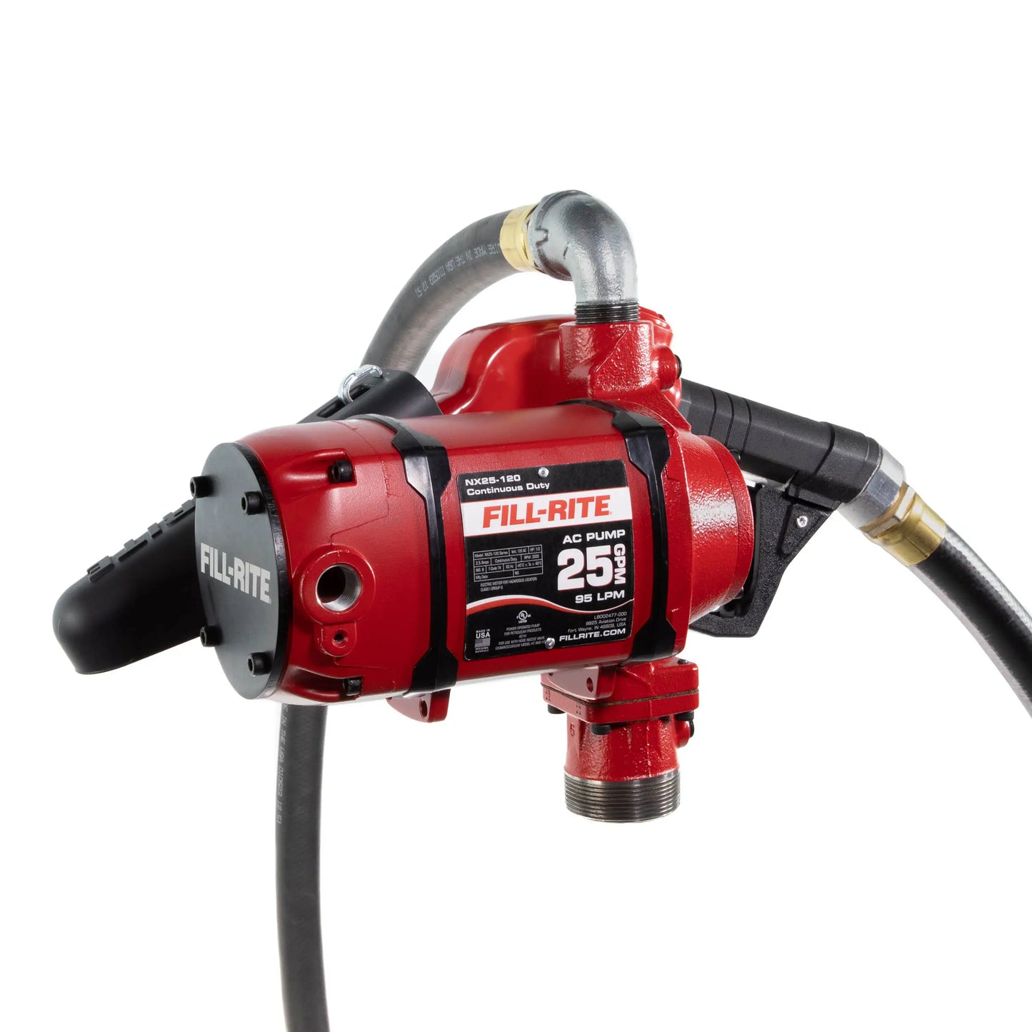 Fill-Rite NX25-120NB-AA 120V AC 25 GPM Fuel Transfer Pump with Automatic Diesel Nozzle, 1" X 18' UL Hose, 2" Bung Mounted