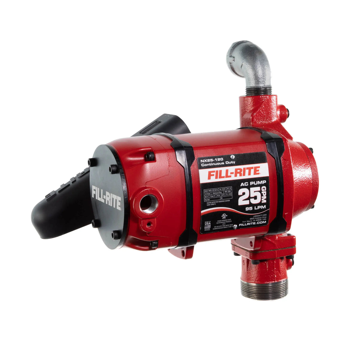 Fill Rite Pump Front View Fill-Rite NX25-120NB-PX 120V AC 25 GPM Fuel Transfer Pump, Pump Only ...