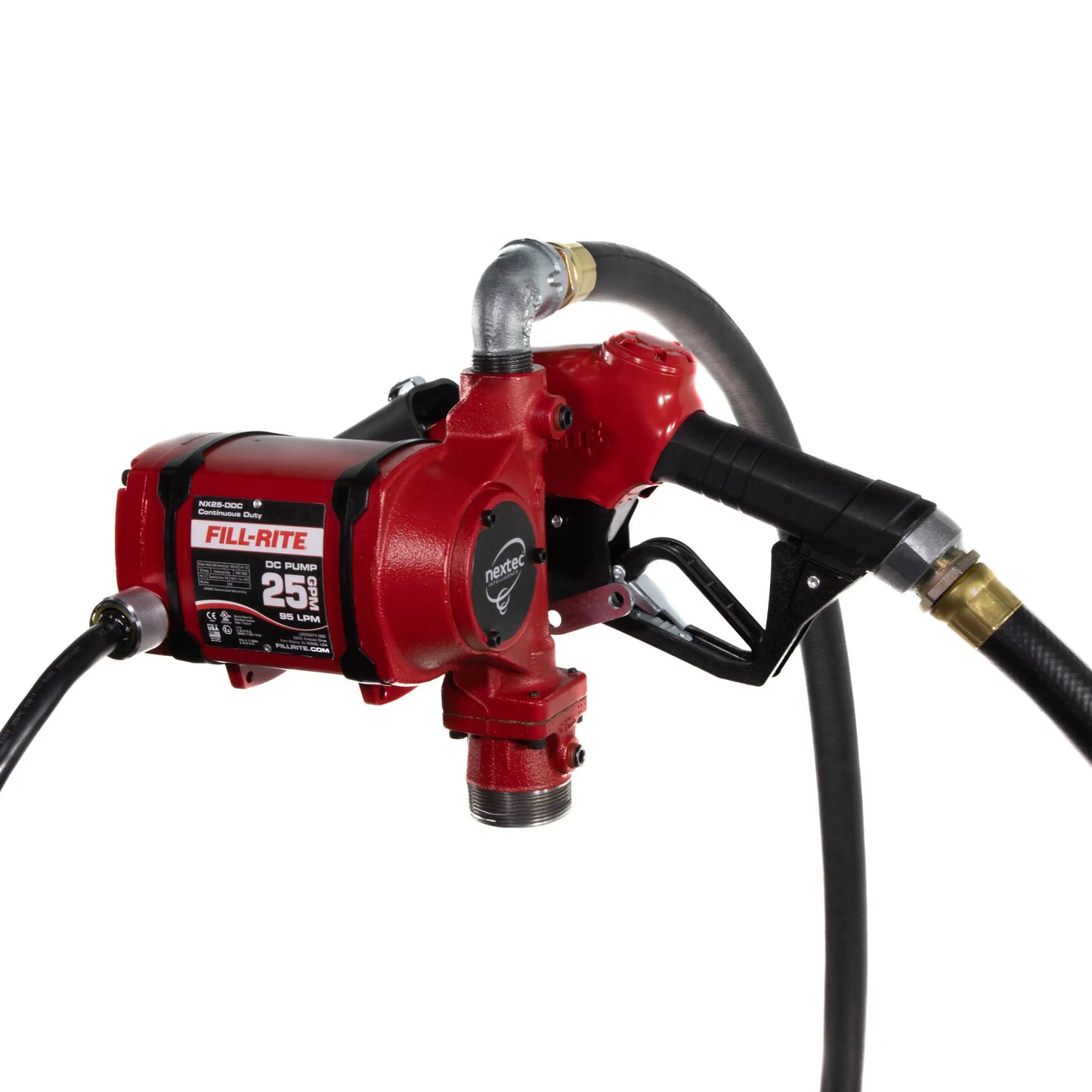 Fill-Rite NX25-DDCNB-AA 12/24V DC 25 GPM Fuel Transfer Pump with Automatic Diesel Nozzle, 1" X 18' Hose, 2" Bung Mounted